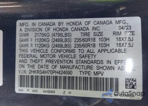 2023 Honda Cr-V Ex-L Awd from USA, damaged, VIN 2HKRS4H70PH424690